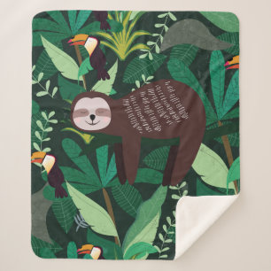Couverture Sherpa Paresse mignonne en vert tropical illustration mot