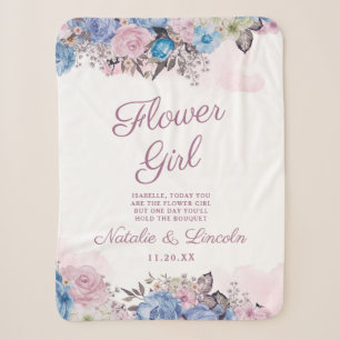 Couverture Sherpa Parisienne Charme Bleu & Rose Chic Flower Citation