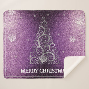 Couverture Sherpa Parties scintillant d'arbre de Noël et flocons de 
