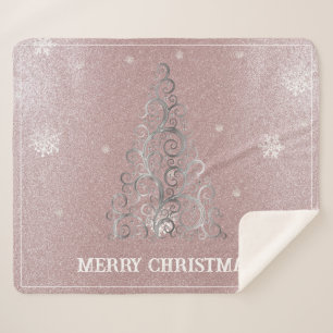 Couverture Sherpa Parties scintillant d'arbre de Noël et flocons de
