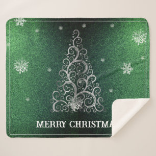 Couverture Sherpa Parties scintillant d'arbre de Noël et flocons de 