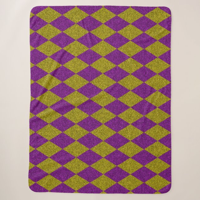Couverture Sherpa Parties scintillant de diamants violet et or (Devant)