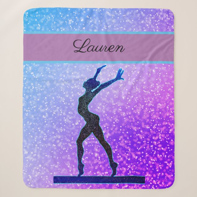 Couverture Sherpa Parties scintillant Gymnastique poutre bleu et vio (Devant)