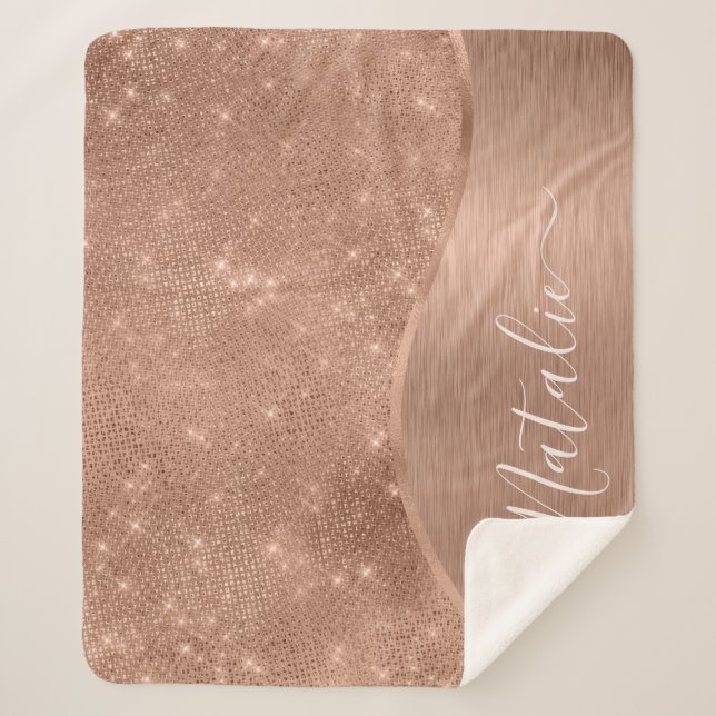 Couverture Sherpa Parties scintillant métal Rose or personnalisé (Devant)