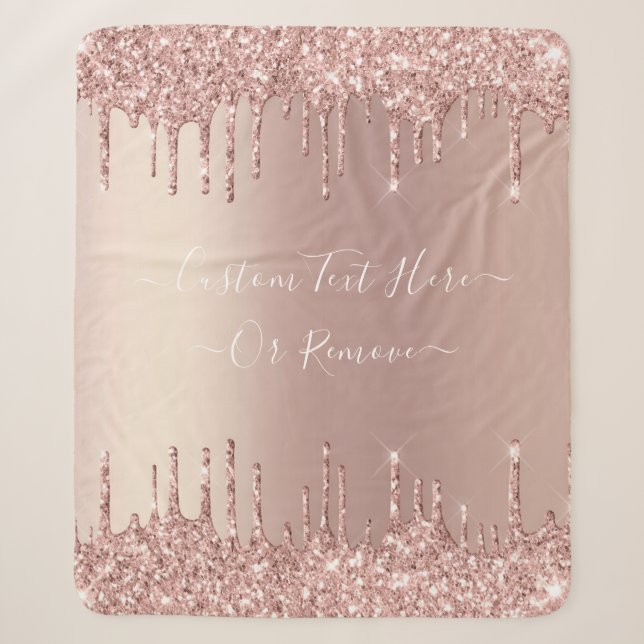 Couverture Sherpa Parties scintillant or rose Texte personnalisé She (Devant)