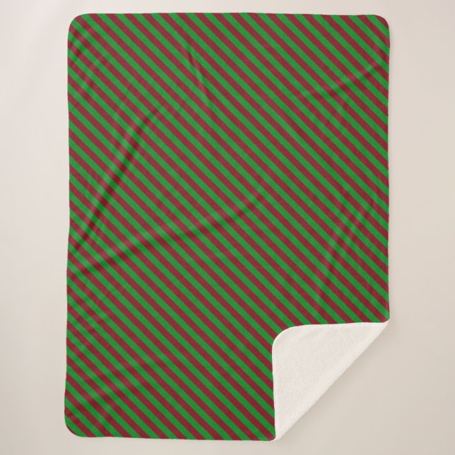 Couverture Sherpa Parties scintillant Red & Green Stripes (Devant)