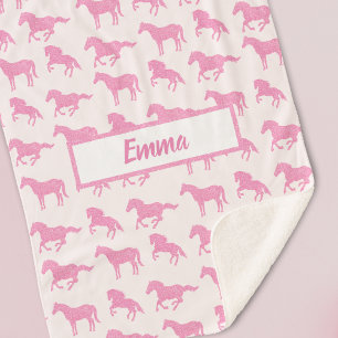 Couverture Sherpa Parties scintillant rose Cheval Motif Petite fille