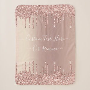 Couverture Sherpa Parties scintillant rose Gold Blush Éclats Texte