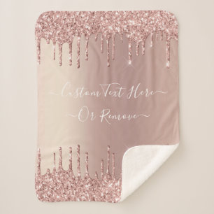 Couverture Sherpa Parties scintillant rose Gold Blush Éclats Texte p