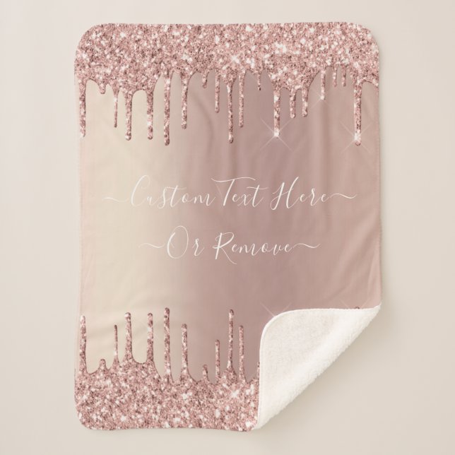 Couverture Sherpa Parties scintillant rose Gold Blush Éclats Texte p (Devant)