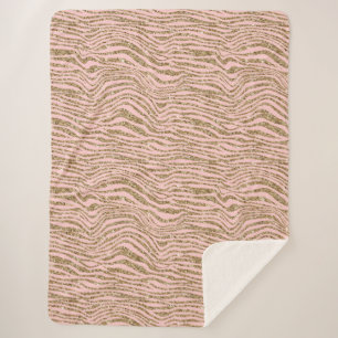 Couverture Sherpa Parties scintillant Zebra Gold Rose