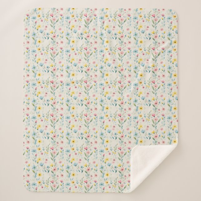 Couverture Sherpa pastel garercolor florr (Devant)