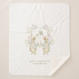 Couverture Sherpa Pastel Peter le lapin Monogram Baby shower Twins