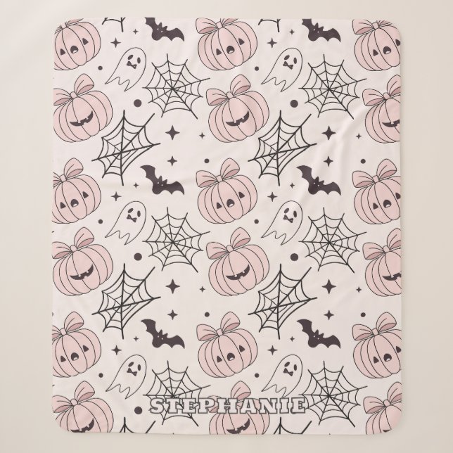 Couverture Sherpa Pastel Pink Halloween Motif sans couture (5) (Devant)