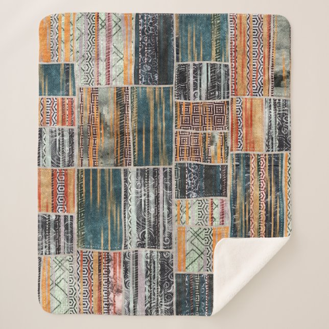 Couverture Sherpa Patchwork collage mixage, surface composée motif i (Devant)