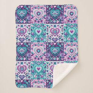 Couverture Sherpa Patchwork Heart Quilt