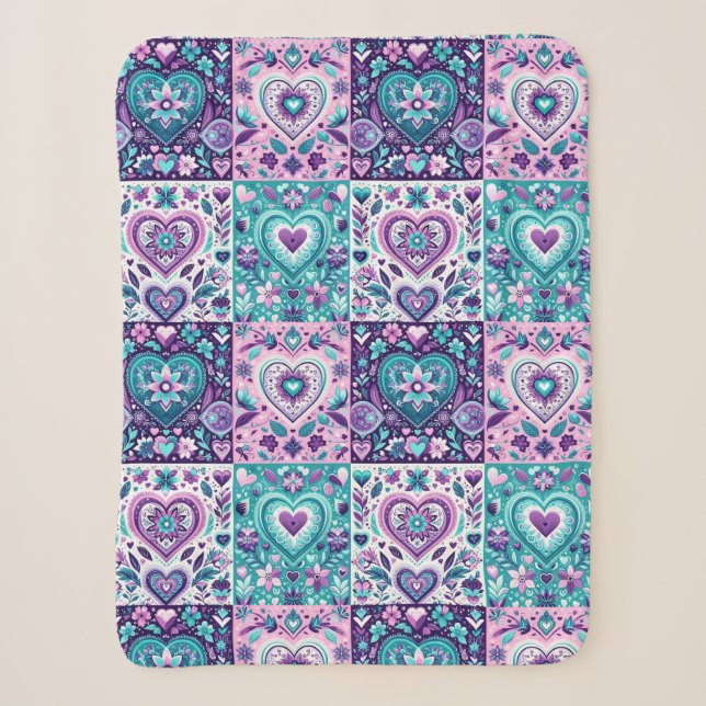 Couverture Sherpa Patchwork Heart Quilt (Devant)