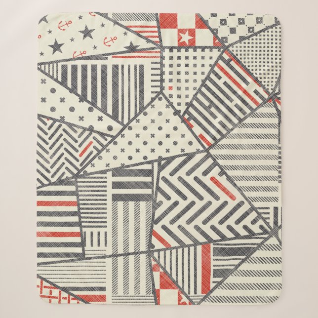 Couverture Sherpa Patchwork rétro : Conception géométrique Abstraite (Devant)
