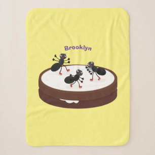 Couverture Sherpa Patinage sur glace de fourmis joyeuses sur dessin