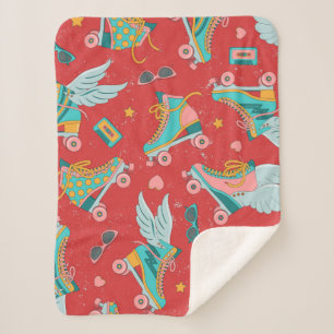 Couverture Sherpa Patins à rouleaux aux couleurs vives avec et sans
