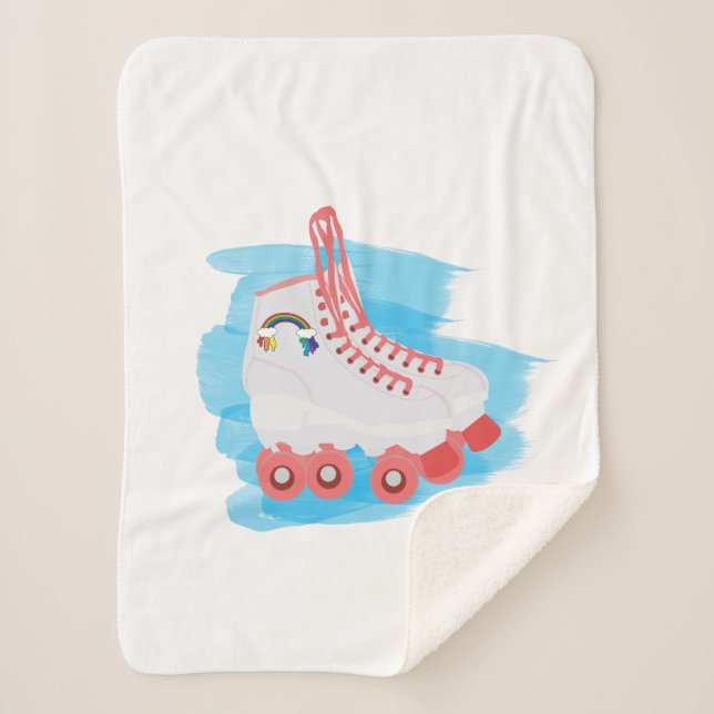 Couverture Sherpa Patins à rouleaux avec éclaboussure d'aquarelle (Devant)