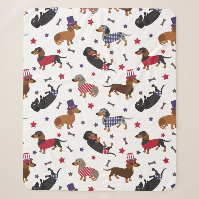 Couverture Sherpa Patriotic Dachshund (Devant)