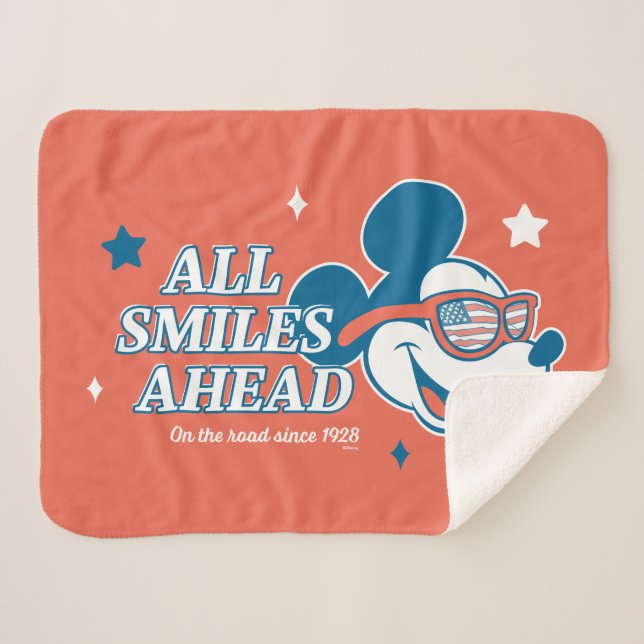 Couverture Sherpa Patriotic Mickey Mouse All Smiles Ahead (Devant (Horizontal))