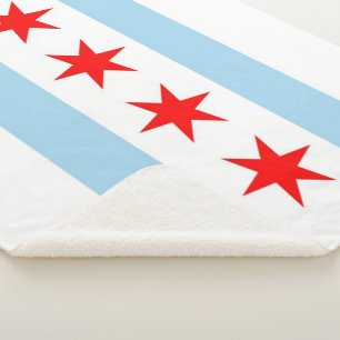 Couverture Sherpa Patriotique Sherpa Blanket avec drapeau de Chicago
