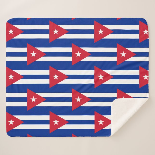 Couverture Sherpa Patriotique Sherpa Blanket avec drapeau de Cuba (Devant (Horizontal))
