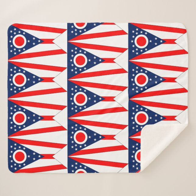 Couverture Sherpa Patriotique Sherpa Blanket avec drapeau de l'Ohio (Devant (Horizontal))