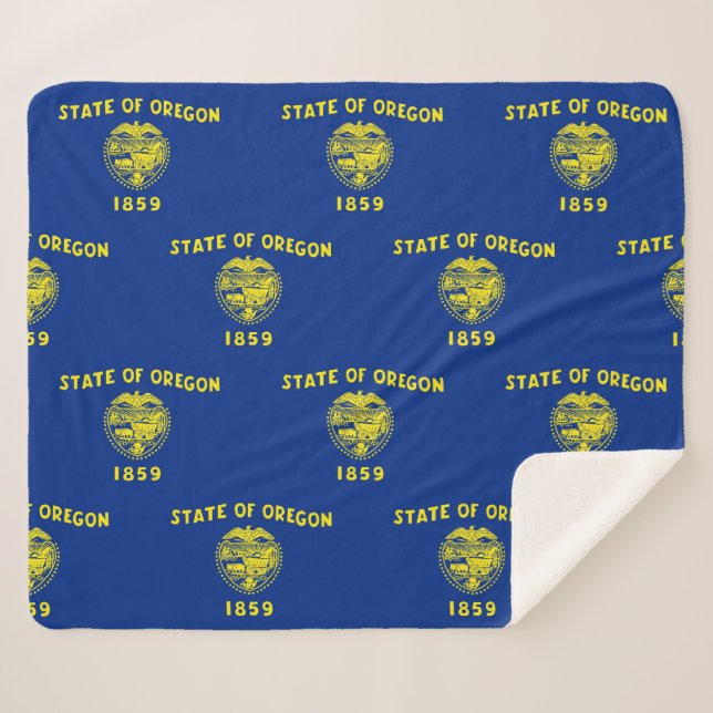 Couverture Sherpa Patriotique Sherpa Blanket avec drapeau de l'Orego (Devant (Horizontal))