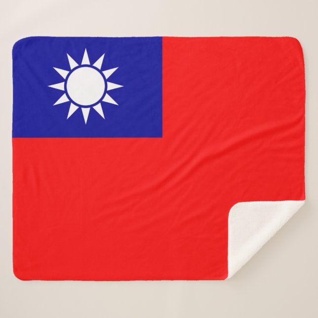 Couverture Sherpa Patriotique Sherpa Blanket avec drapeau de Taïwan (Devant (Horizontal))