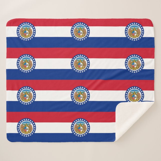 Couverture Sherpa Patriotique Sherpa Blanket avec drapeau du Missour (Devant (Horizontal))