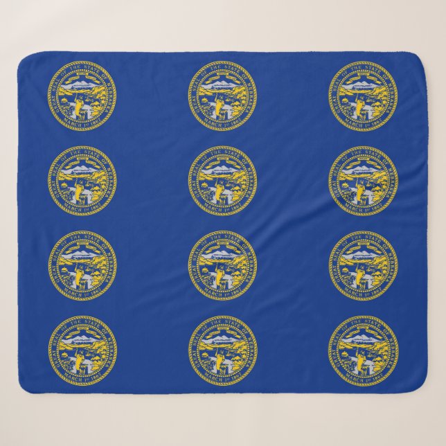 Couverture Sherpa Patriotique Sherpa Blanket avec drapeau du Nebrask (Devant (Horizontal))