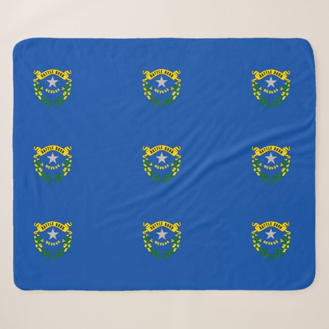 Couverture Sherpa Patriotique Sherpa Blanket avec drapeau du Nevada (Devant (Horizontal))