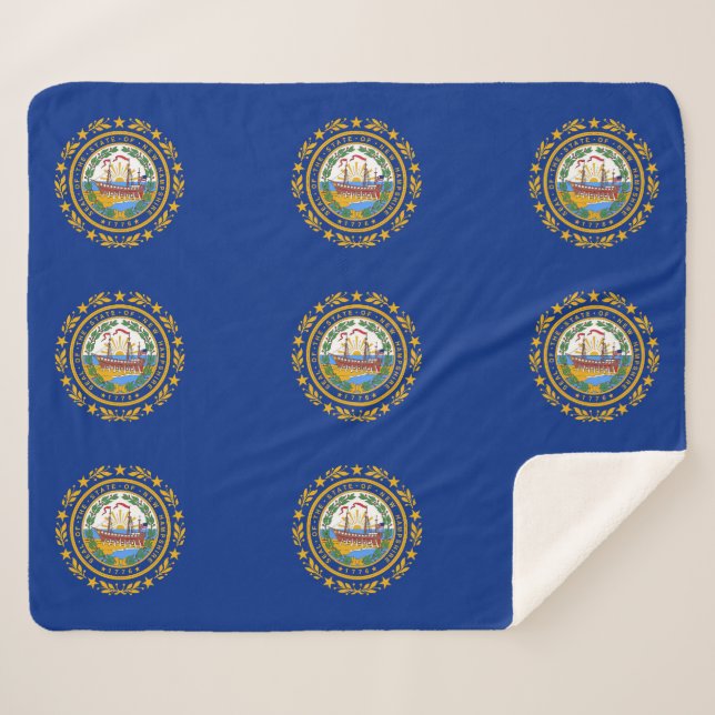 Couverture Sherpa Patriotique Sherpa Blanket avec drapeau du New Ham (Devant (Horizontal))