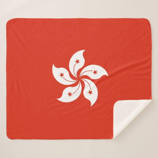 Couverture Sherpa Patriotique Sherpa Blanket avec drapeau hongkongai (Devant (Horizontal))