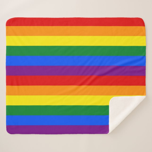 Couverture Sherpa Patriotique Sherpa Blanket avec drapeau LGBT Pride (Devant (Horizontal))
