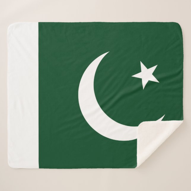 Couverture Sherpa Patriotique Sherpa Blanket avec drapeau pakistanai (Devant (Horizontal))