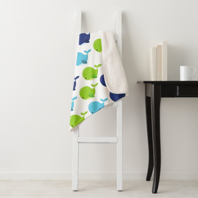 Couverture Sherpa Pattern of Whales, Cute Whales, Sea Animals (En situation)