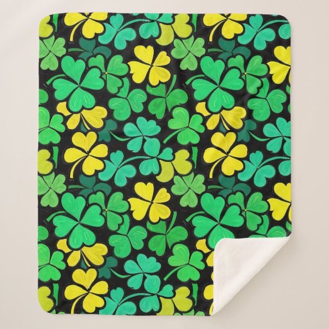 Couverture Sherpa Pattern St. Patrick's Day Clovers (Devant)