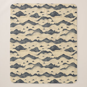 Couverture Sherpa Paysage de montagnes aux nuages vintage (8)