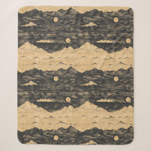 Couverture Sherpa Paysage de montagnes nuageuses vintage (7)