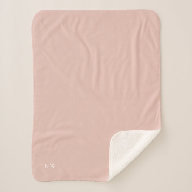 Couverture Sherpa Peach Pink Monogramme initial doux chaud confortab (Devant)