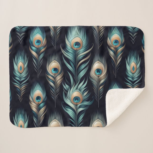 Couverture Sherpa Peacock Plumes (Devant (Horizontal))