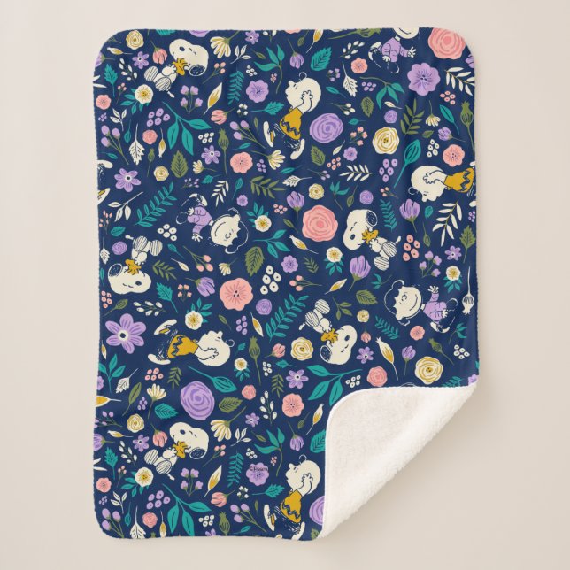Couverture Sherpa Peanuts In Bloom Pattern (Devant)