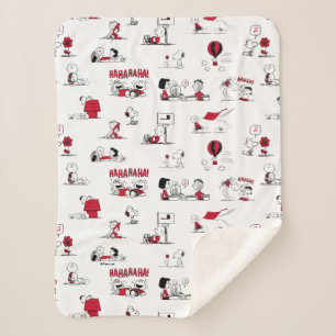 Couverture Sherpa PEANUTS   Motif rouge et noir
