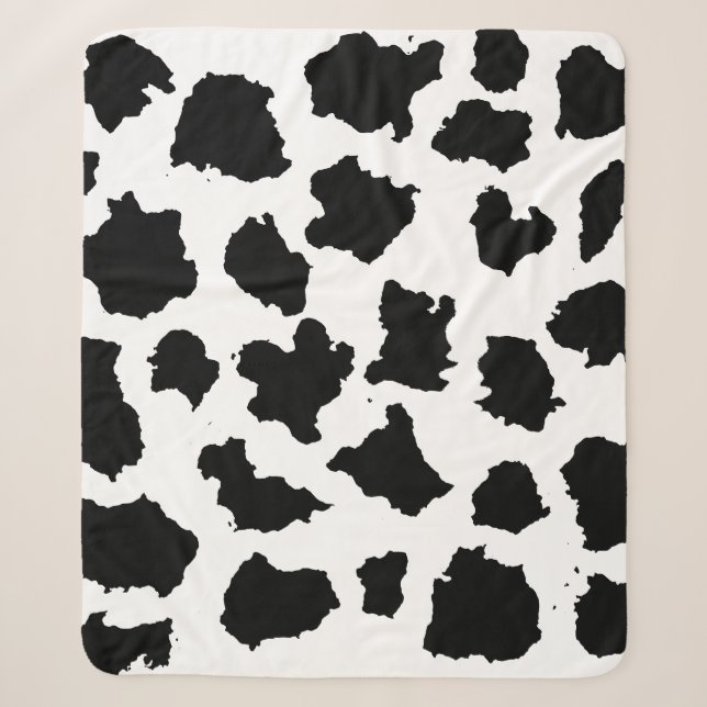 Couverture Sherpa Peau de vache Motif noir et blanc (Devant)
