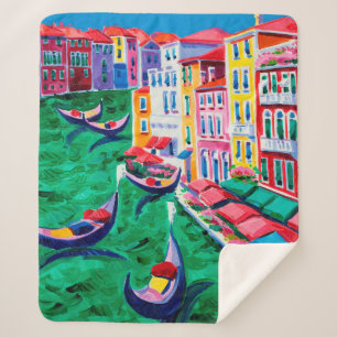 Couverture Sherpa peinture à l'huile de Venise, Italie sur toile