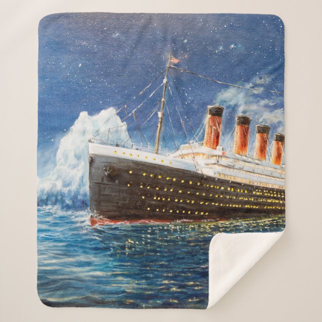 Couverture Sherpa  peinture à l'huile sur Titanic et iceberg dans l' (Devant)